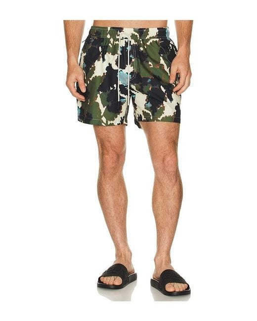 Oas Green Foliago Swim Shorts for men