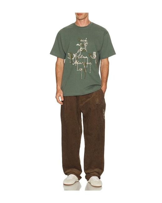 Pas Une Marque Green Hand Stitched Embroidery Ceci Tee for men