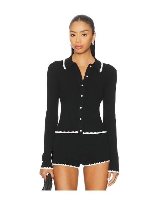 Lovers + Friends Black Lillie Polo Cardigan