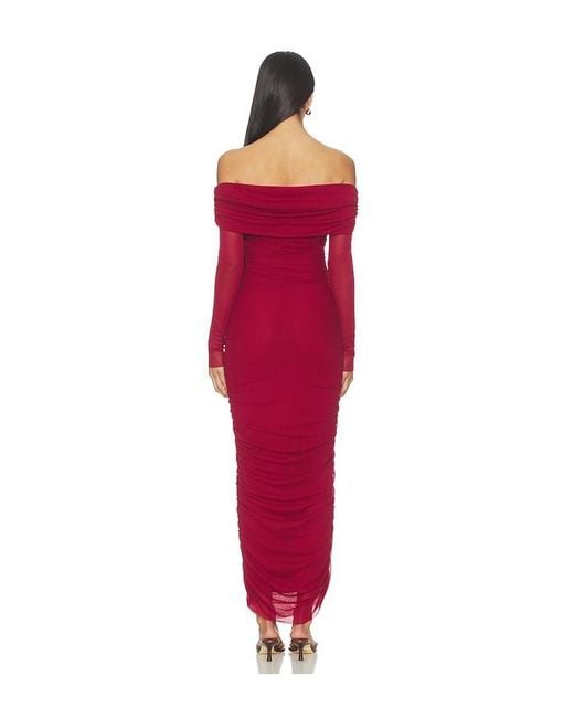 BUMPSUIT Red Off The Shoulder Mesh Dress