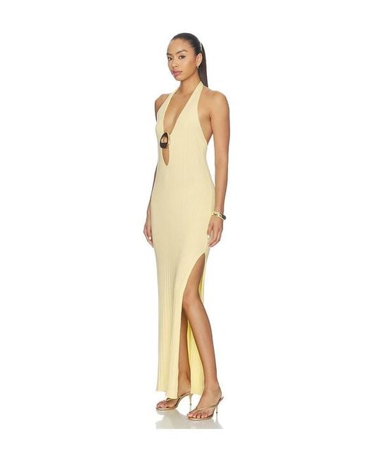 Runaway the Label Natural Lilabelle Halter Knit Maxi Dress