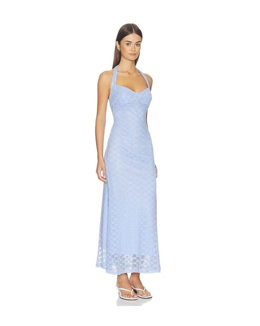 Bardot Blue Mariko Halter Neck Midi Dress