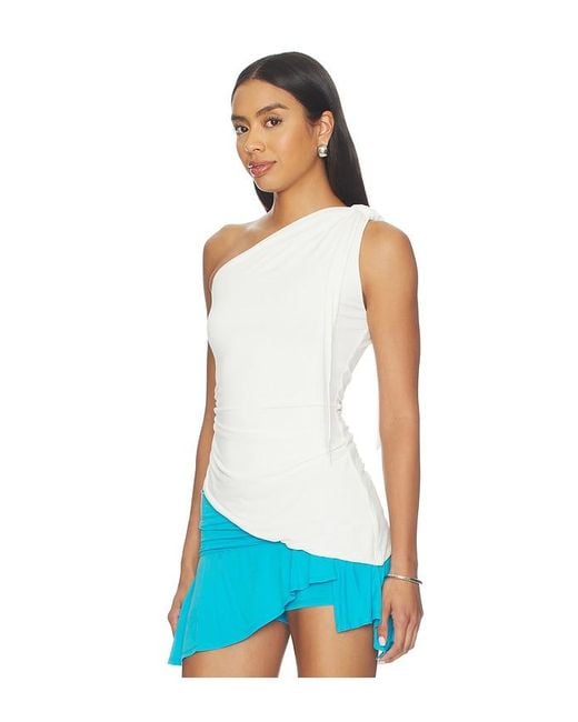 Mimchik Blue One-Shoulder Tie Top