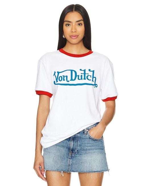 Von Dutch White Hollywood Logo Tee