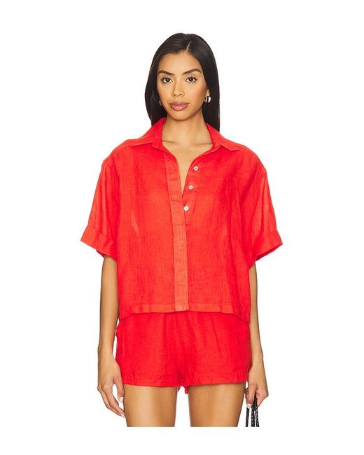 PQ Swim Red Linen Top