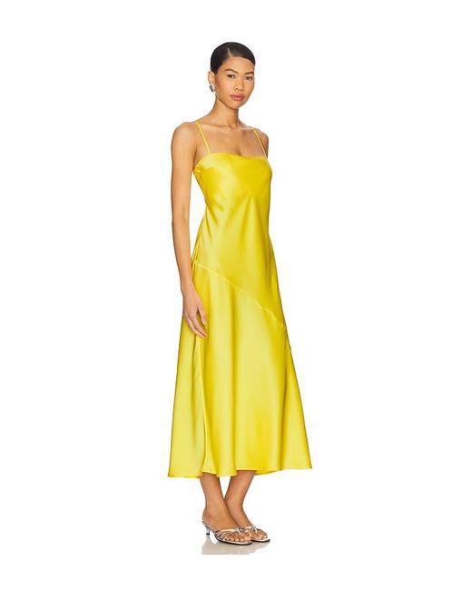 Susana Monaco Yellow Satin Bias Cut Slip Dress