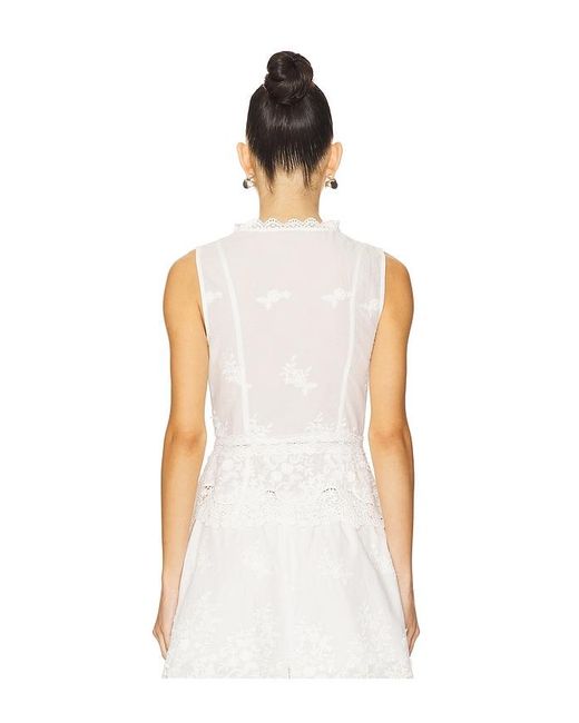 WeWoreWhat White Lace Button Up Top