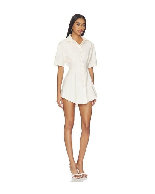 ALL THE WAYS White Charitie Short Sleeve Button Up Mini Dress