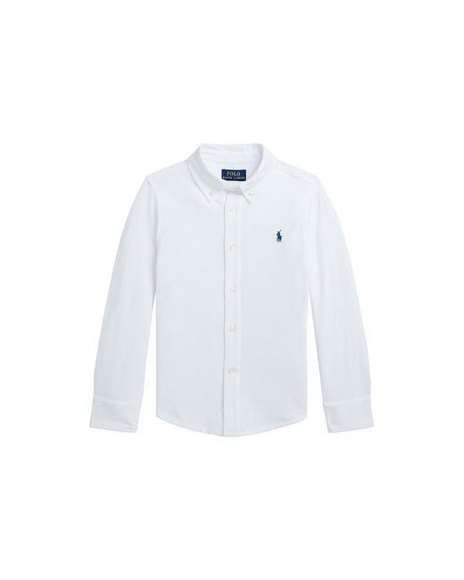 Polo Ralph Lauren Long Sleeve Featherweight Mesh Sport Shirt in White ...