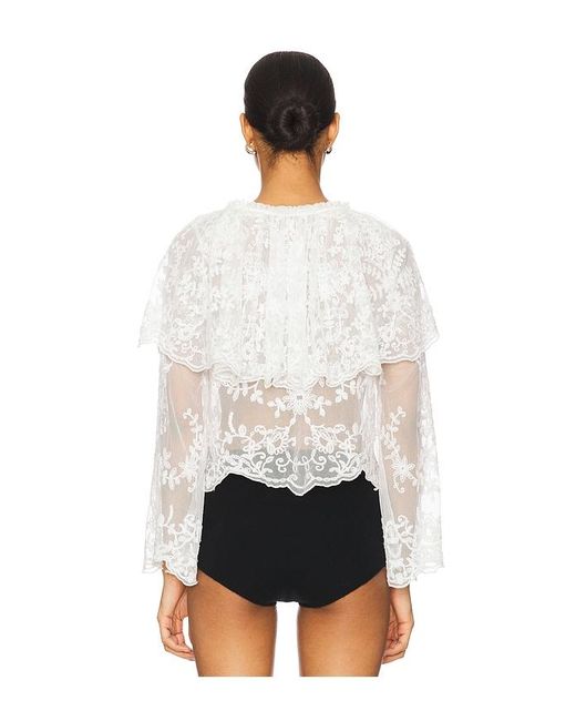 Sea White Marja Embroidery Capelet Blouse