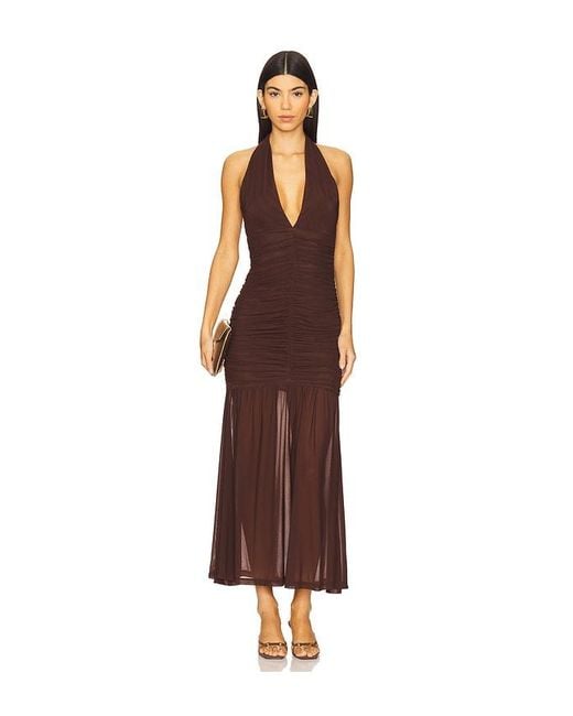 Bardot X Revolve Sephera Halter Mesh Midi Dress in Brown | Lyst