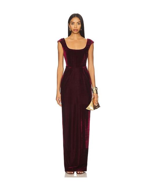 SAU LEE Red Brooke Velvet Gown