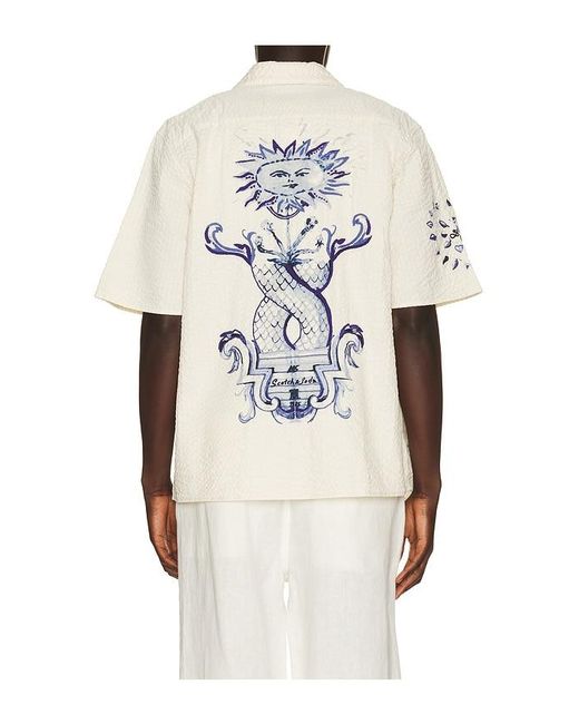 Scotch & Soda Natural Delfts Blauq Worked Out Relaxed Fit Short Sleeved Shirt for men