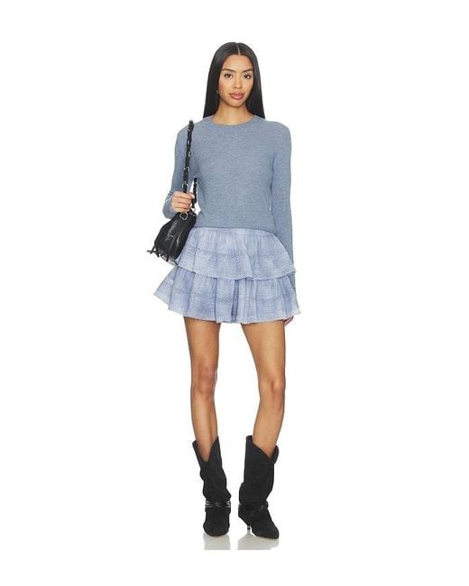 LoveShackFancy Blue Ruffle Mini Skirt