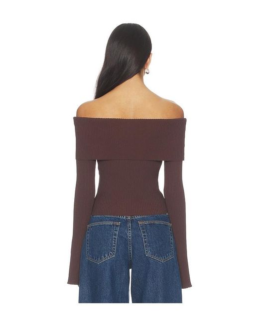 MORE TO COME Blue Candace Off Shoulder Sweater