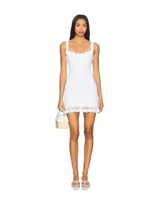 MAJORELLE White Zahra Hand Crochet Rosette Mini Dress