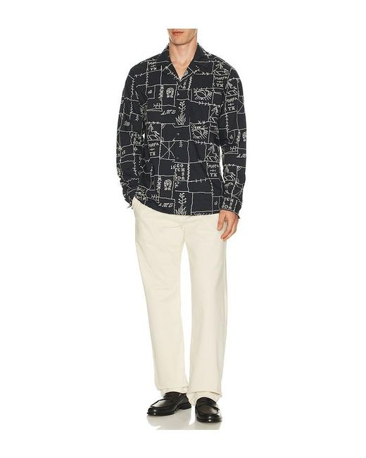 Scotch & Soda Black Allover Embroidered Shirt for men