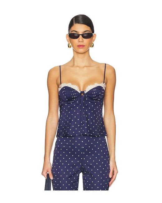 For Love & Lemons Blue Babette Camisole Top