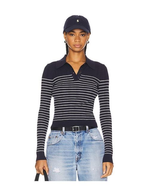 Lovers + Friends Blue Camelia Stripe Polo