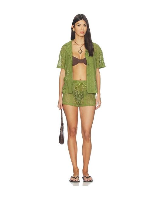 ALL THE WAYS Green Rosie Button Up Top