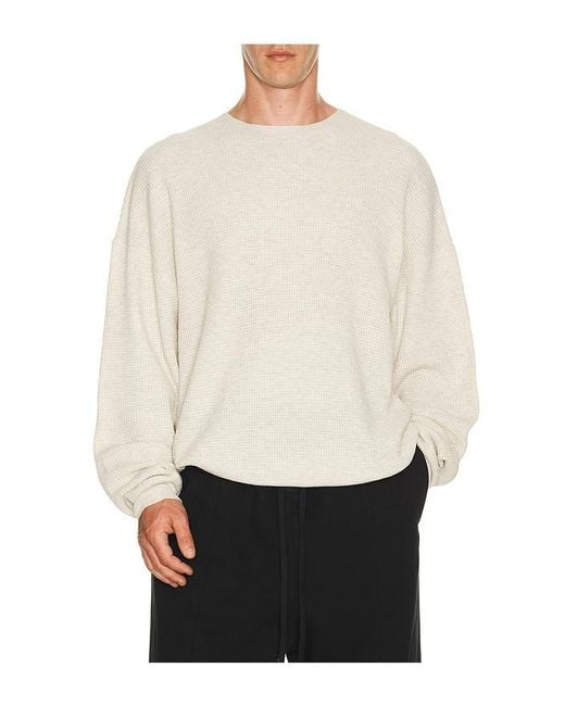 Fear Of God White Signature Waffle 90's Crewneck Sweater for men