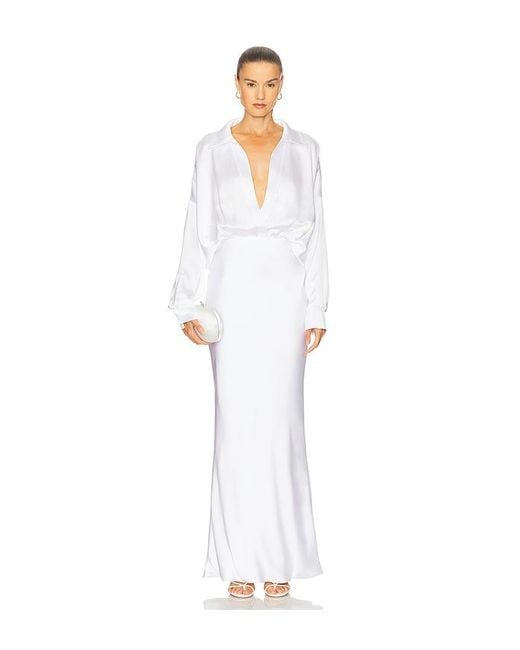 Norma Kamali White Super Oversized Boyfriend Nk Shirt Gown