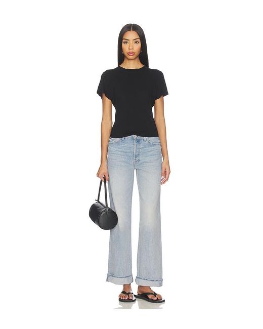 Mother Blue The Dodger Button Hover Cuff Jeans