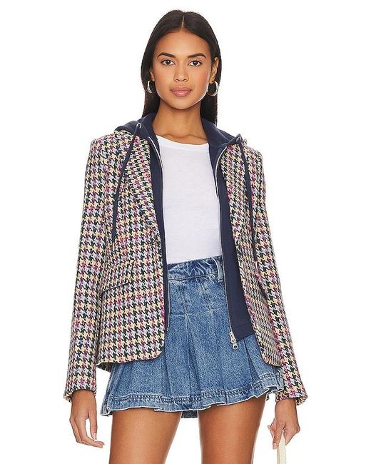 Central Park West Blue Lucia Multi Houndstooth Jacket