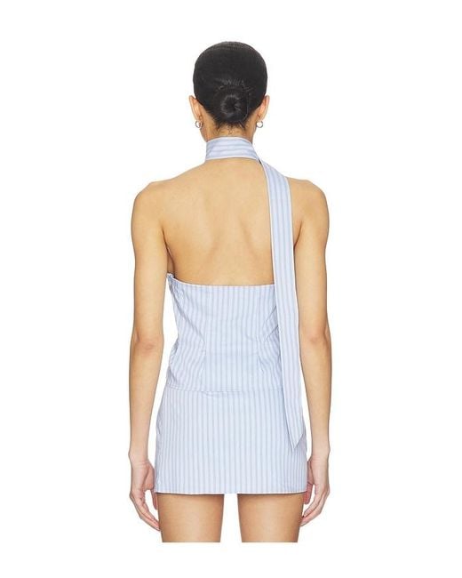 ALL THE WAYS Blue Sandy Tie Neck Top