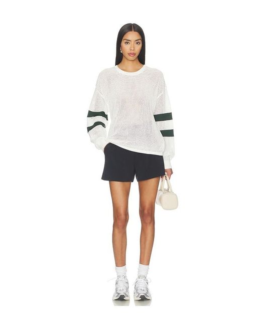The Upside White Fenway Sebastian Knit Crew Sweatshirt