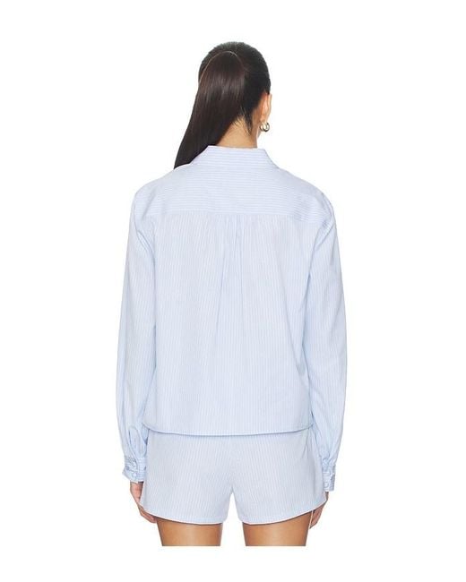 FRAME White The Striped Long Sleeve Popover Top