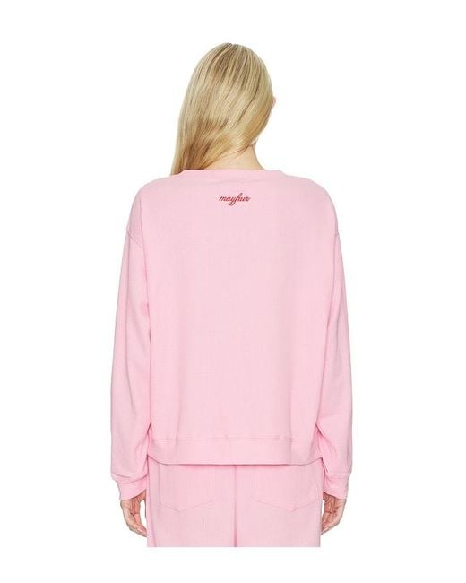 The Mayfair Group Pink Somebody Love You Waffle Crewneck Sweatshirt