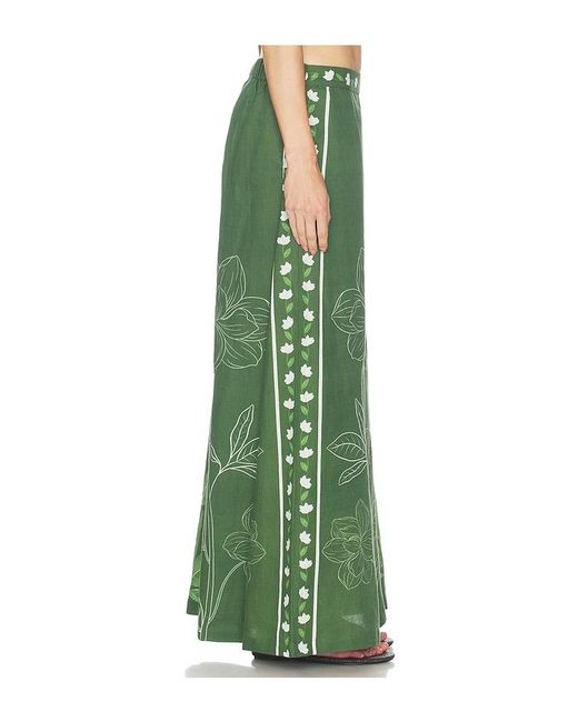 VERANDAH Green Magnolia Flared Pants