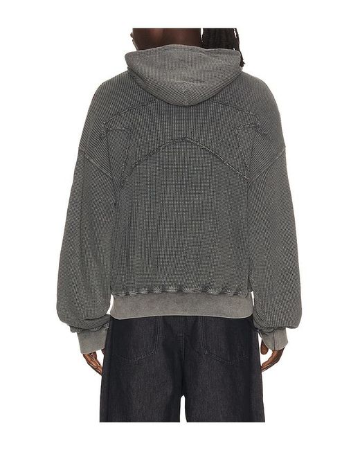 Barriers Worldwide Gray Star Waffle Zip Up Hoodie for men