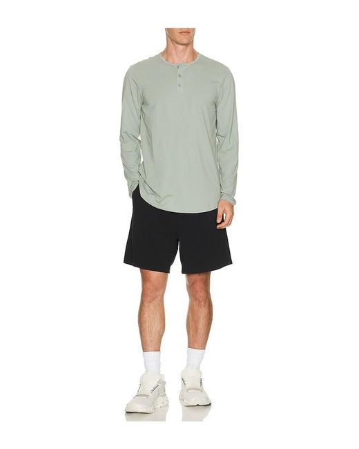Cuts Green Curve Hem Long Sleeve Henley for men