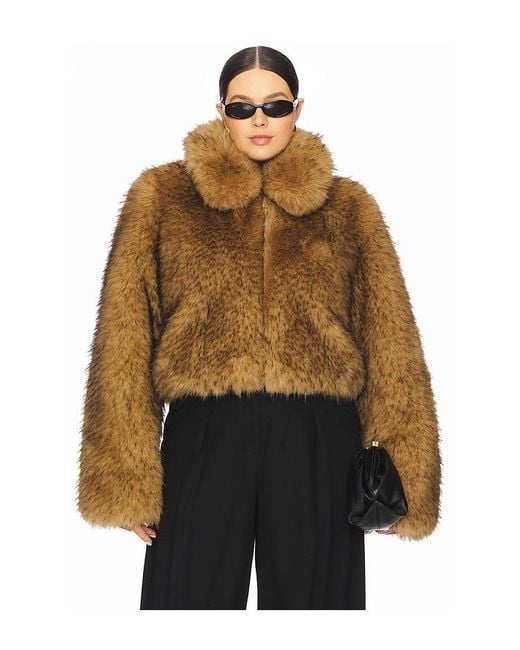 L'academie Brown 'Academie Savoie Faux Fur Jacket