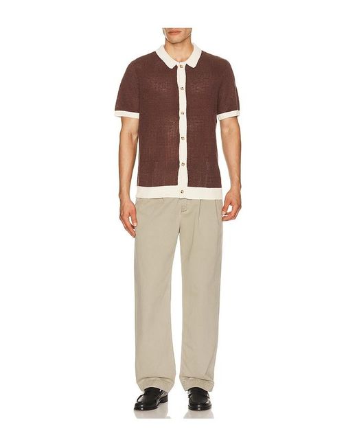 Onia Brown Linen Button Up Shirt for men