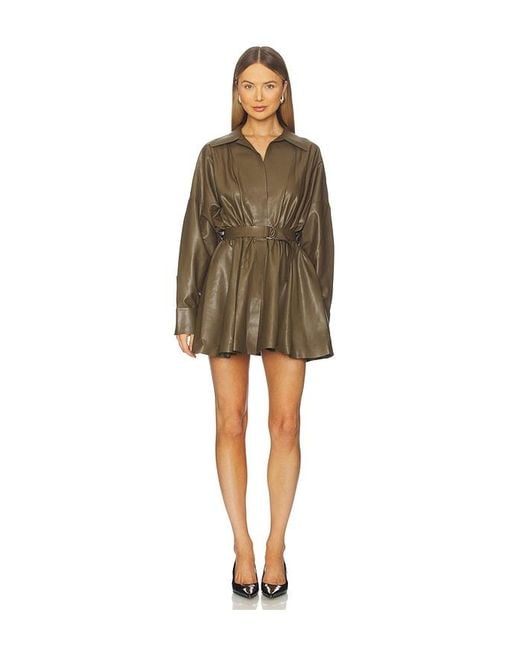 Norma Kamali Natural Super Oversized Boyfriend Shirt Flared Mini Dress