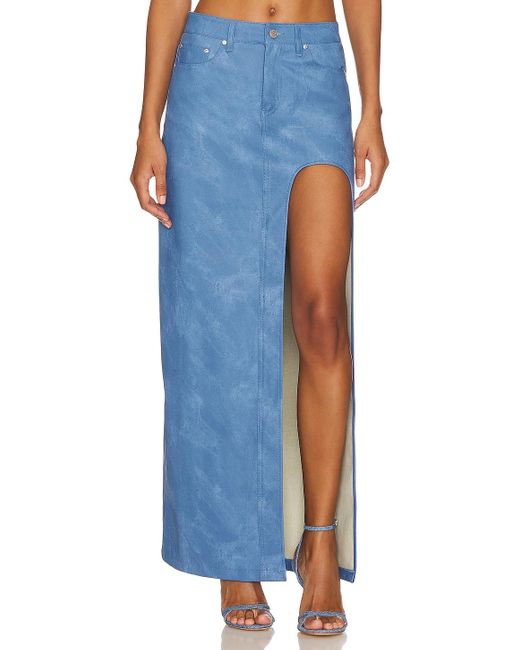 AFRM Bianca Maxi Skirt With High Slit in Blue | Lyst