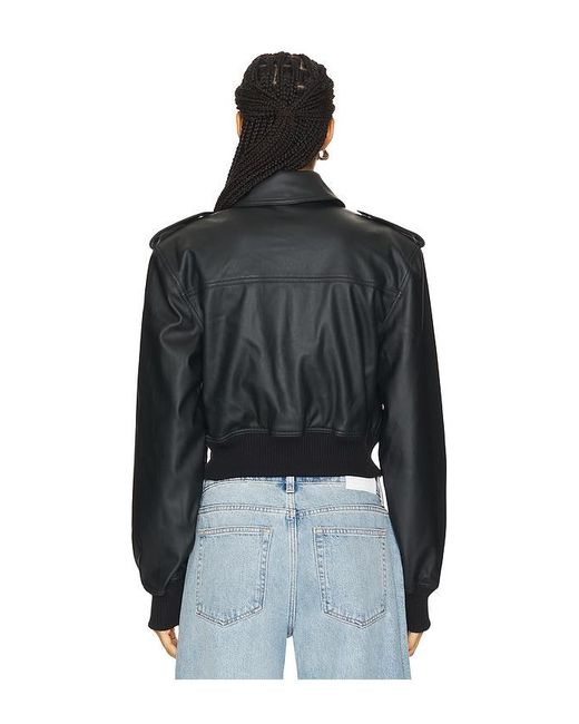 Lovers + Friends Black Dylan Faux Leather Bomber Jacket