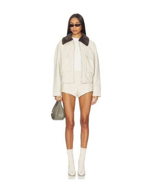 Madison The Label White X Revolve Chappell Jacket With Faux Fur Collar