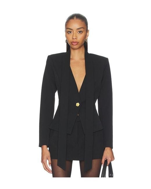 L'Agence Black Romy Tie Neck Blazer