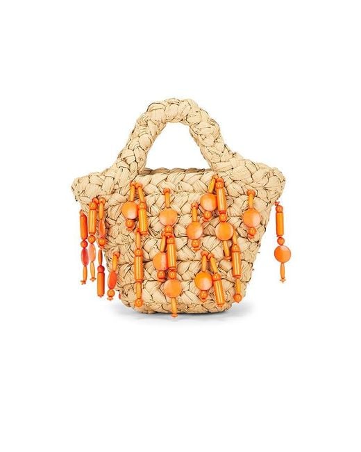 Simon Miller Orange Beaded Mercado Mini Tote Bag
