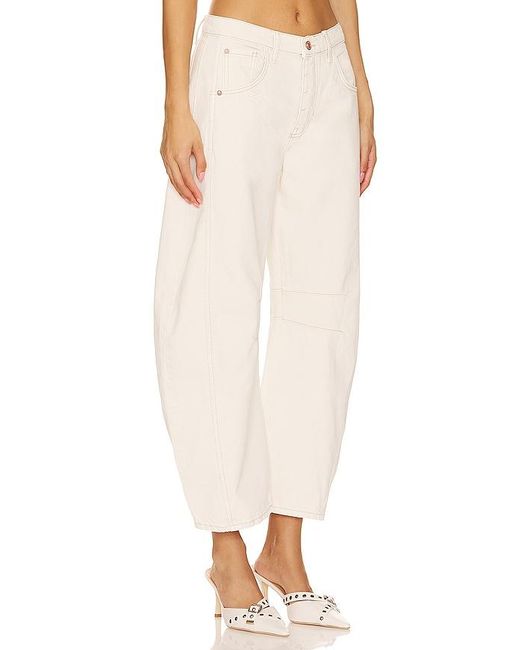 Free People Natural X We The Free Good Luck Mid Rise Barrel Jeans