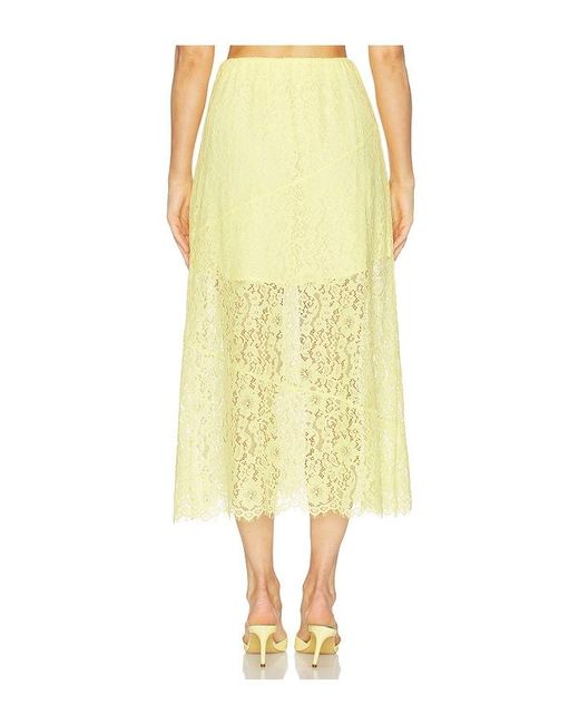 Cami NYC Yellow Effie Lace Midi Skirt
