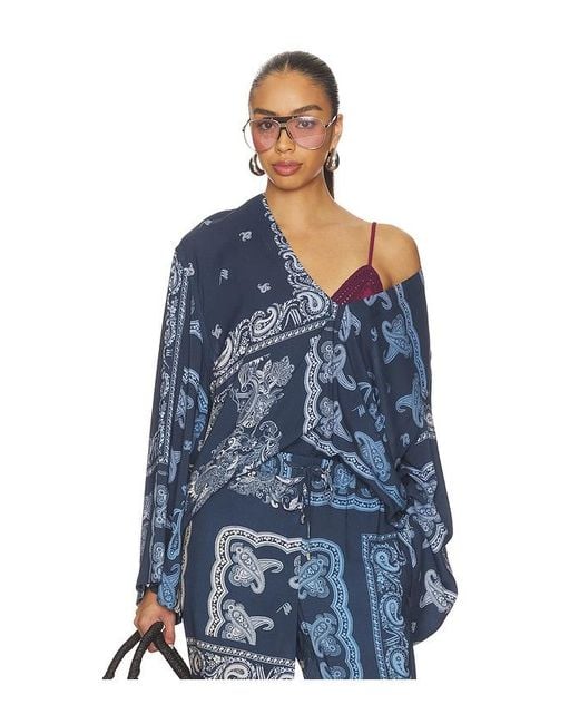 The Attico Blue Paisley Blouse