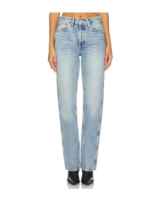 Re/done Blue 90S High Rise Loose Jeans