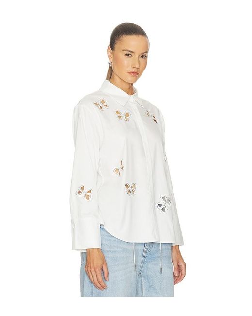 Alice + Olivia White Button-Down-Bluse Finely