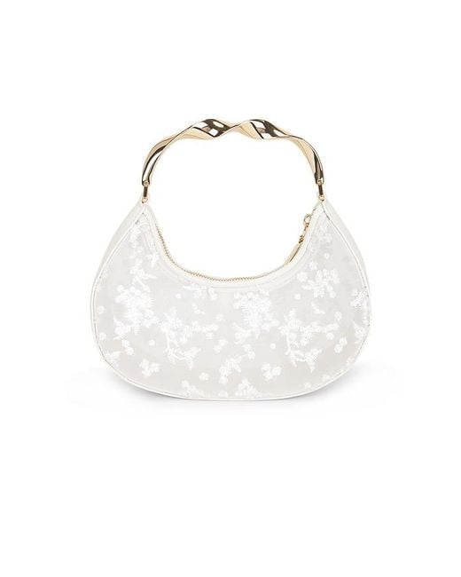 Jonathan Simkhai White Nixi Floral Embroidered Mesh Twist Handle Bag