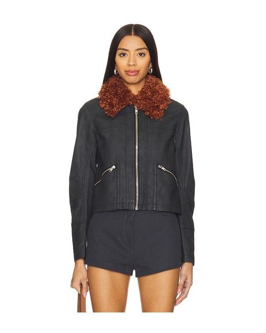 Free People Black X Revolve Jayce Faux Leather Jacket With Faux Fur Trim